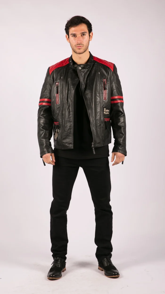 Aviatrix Mens Genuine Real Leather Black Biker Jacket Retro Vintage Tailored Fit - Image 3