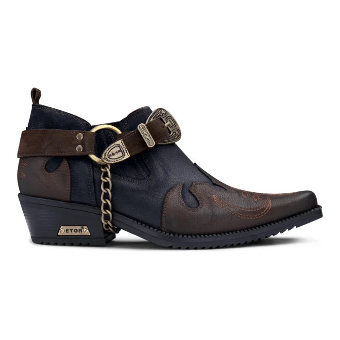 Mens Genuine Leather Western Shoes Croc Snake Pattern Metal Chain Belt Cuban Heel Dancing - Image 11