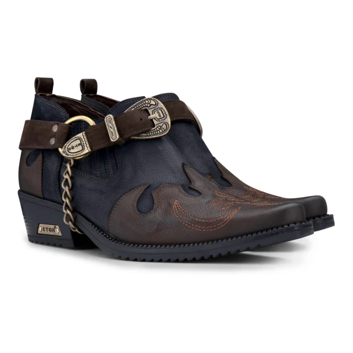 Mens Genuine Leather Western Shoes Croc Snake Pattern Metal Chain Belt Cuban Heel Dancing - Image 12