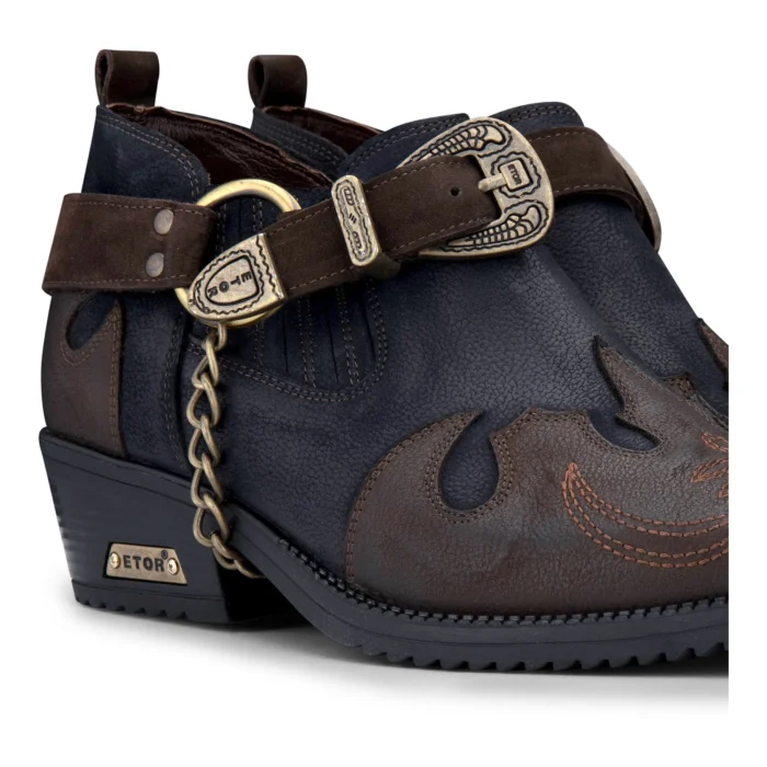 Mens Genuine Leather Western Shoes Croc Snake Pattern Metal Chain Belt Cuban Heel Dancing - Image 14