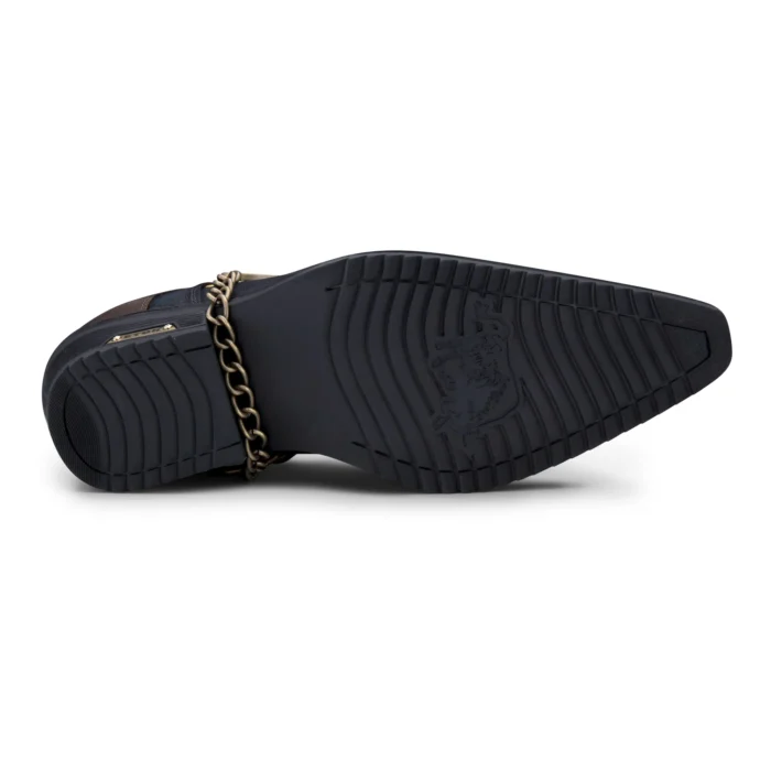 Mens Genuine Leather Western Shoes Croc Snake Pattern Metal Chain Belt Cuban Heel Dancing - Image 15