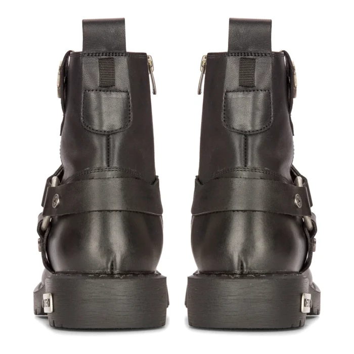 Mens Black Leather Motorcycle Boots Western Rock Punk Metal Toe Ankle Boot - Image 3