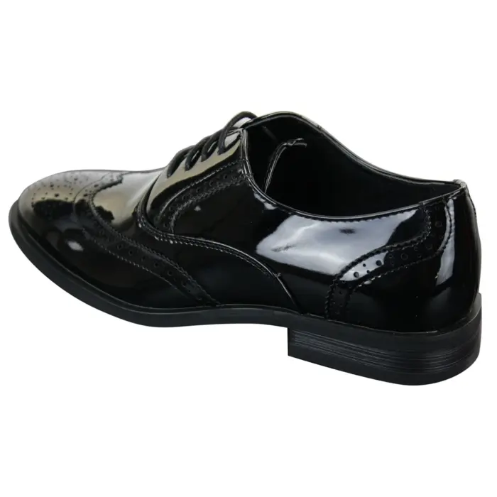 Mens Lace Patent Brogues Shoes Gatsby Classic 1920's Shiny White Black Red - Image 3
