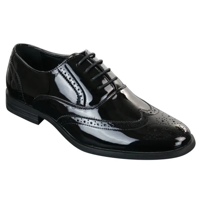 Mens Lace Patent Brogues Shoes Gatsby Classic 1920's Shiny White Black Red - Image 1