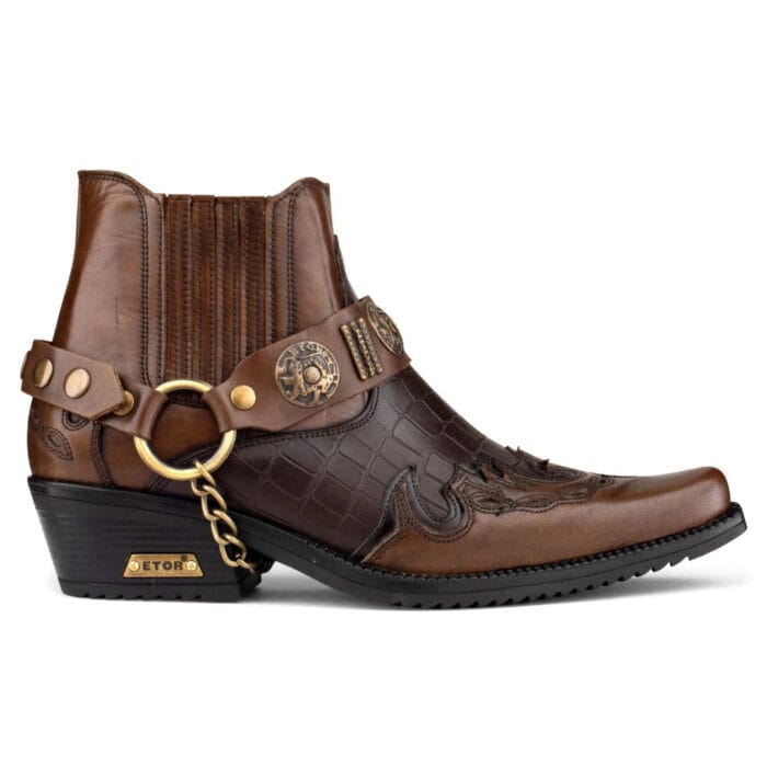 Mens Real Leather Crocodile Cowboy Ankle Boots Chain Western Cuban Heel Dancing - Image 6