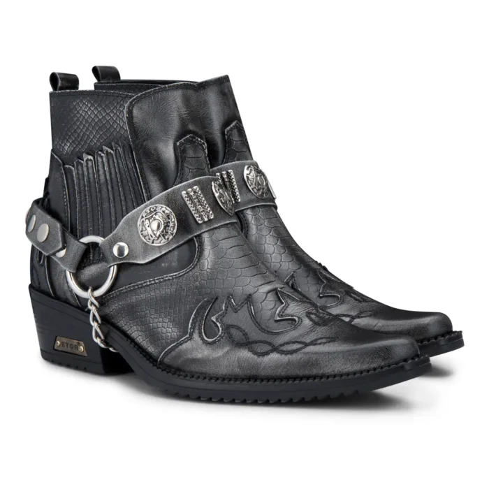 Mens Ankle Cowboy Boots Premium Real Leather Vintage Wincklepickers Riding Dancing Boots Cuban Heel - Image 7