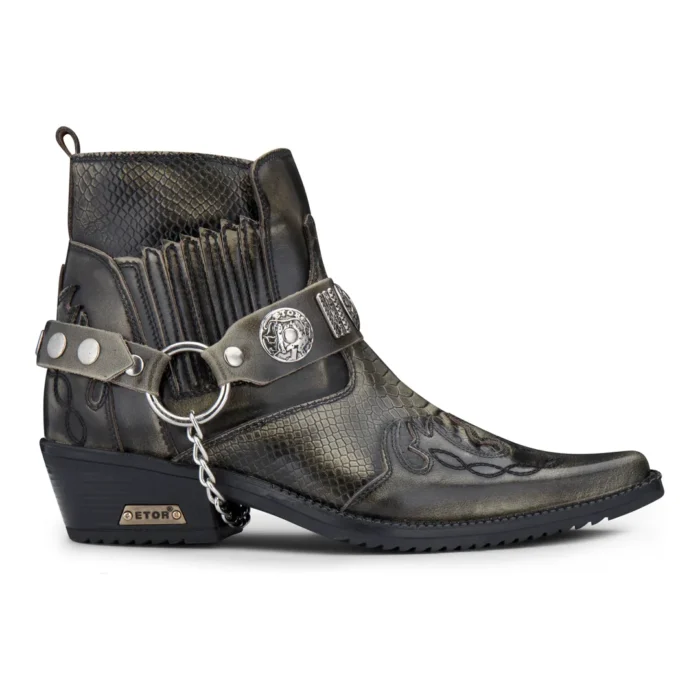 Mens Ankle Cowboy Boots Premium Real Leather Vintage Wincklepickers Riding Dancing Boots Cuban Heel - Image 11
