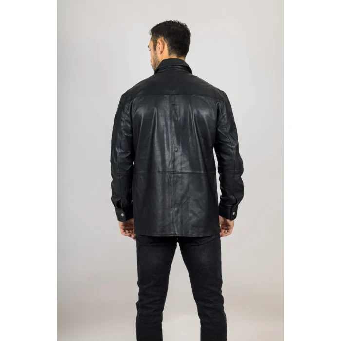 Men's Leather Shirt Western Trucker Jacket - Image 3