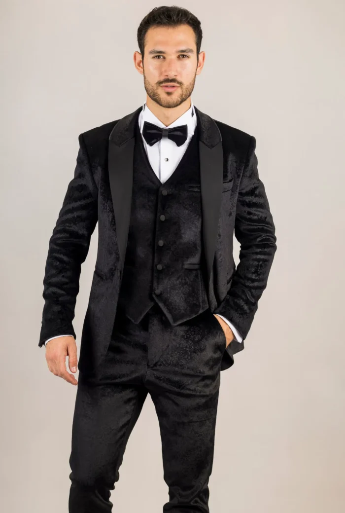 TruClothing AK-26 - Men's Black 3 Piece Wedding Tuxedo Suit - Image 2