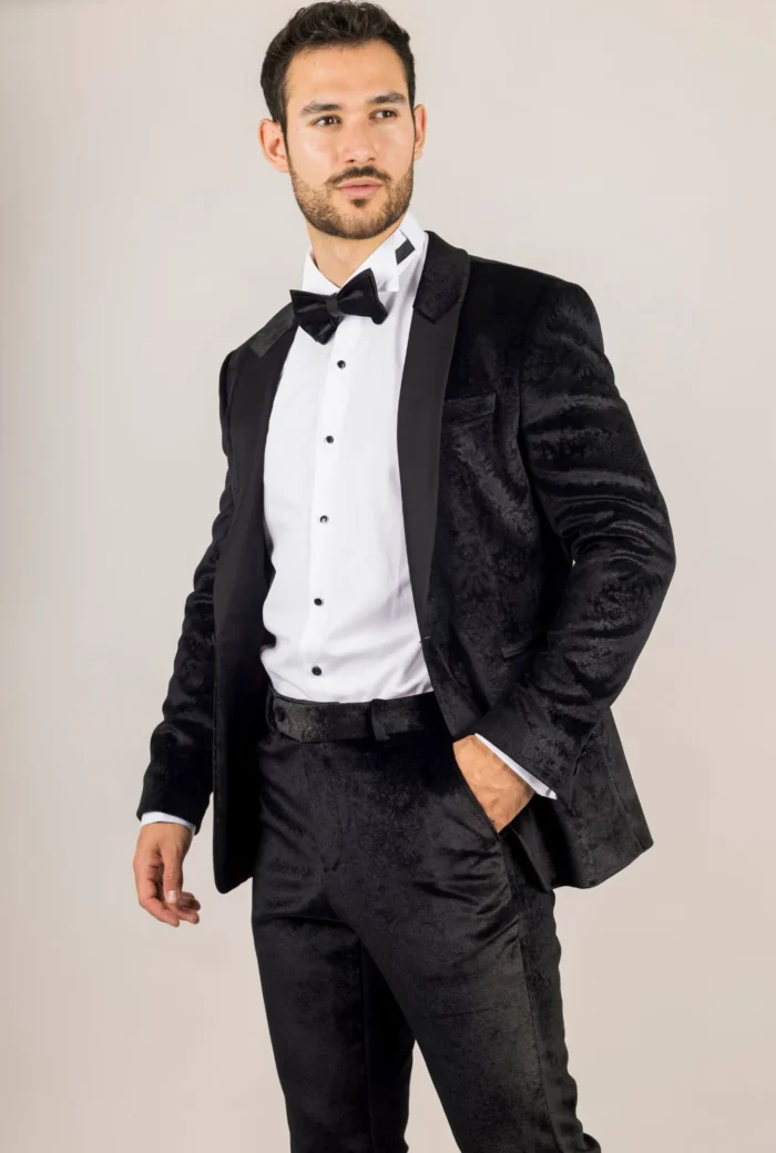 TruClothing AK-26 - Men's Black 3 Piece Wedding Tuxedo Suit - Image 3