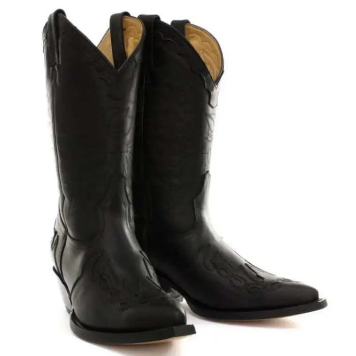 Mens Cowboy Boots Pointed Black Brown Grinders Arizona Real Leather Western Cuban - Image 2