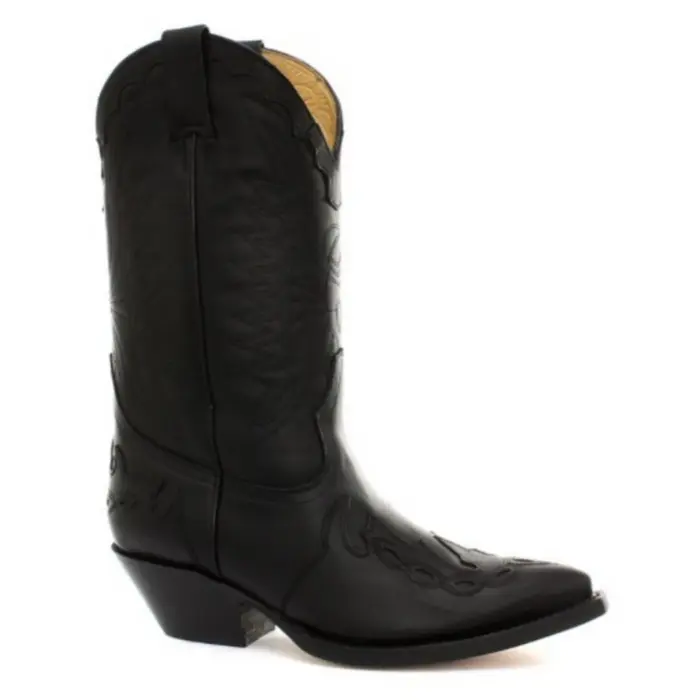 Mens Cowboy Boots Pointed Black Brown Grinders Arizona Real Leather Western Cuban - Image 1