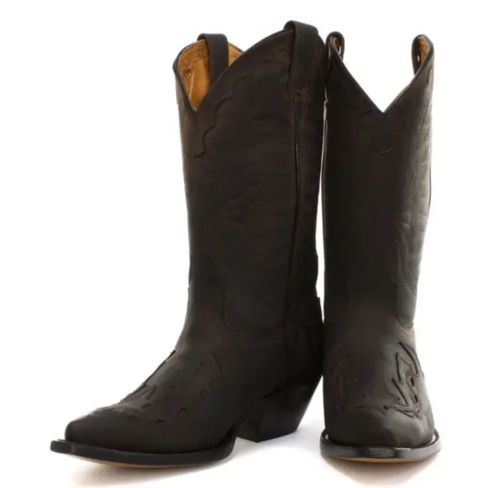 Mens Cowboy Boots Pointed Black Brown Grinders Arizona Real Leather Western Cuban - Image 8