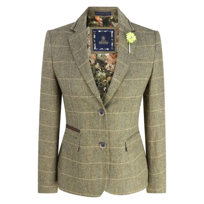 Women Classic Tweed Herringbone Check Tan Brown Slim Fit Vintage peaky blinders - Image 1