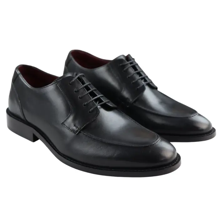 Mens Real Full Leather Welted Derby Shoes Smart Casual Black Wine Classic Vintage - Image 2