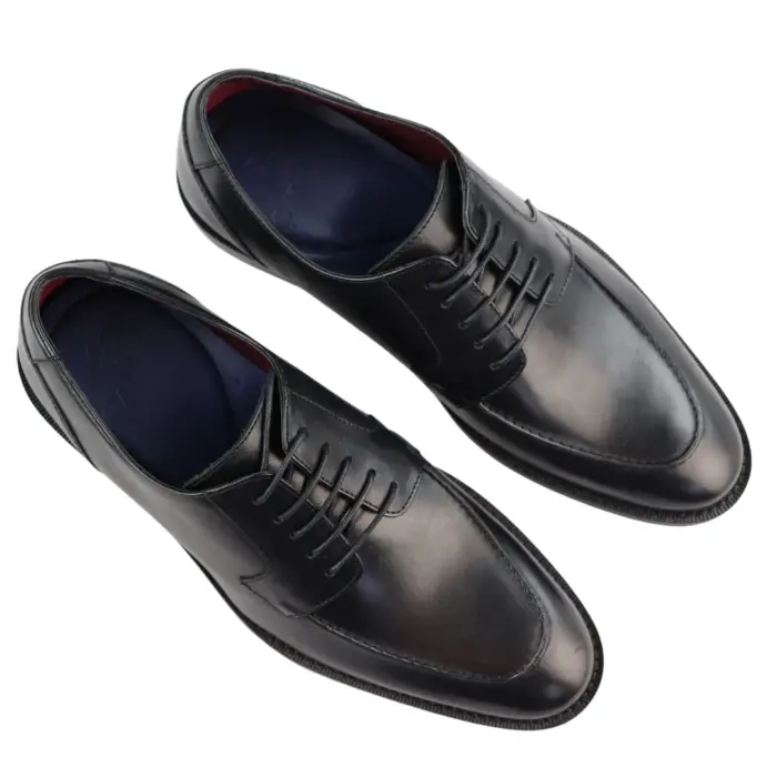 Mens Real Full Leather Welted Derby Shoes Smart Casual Black Wine Classic Vintage - Image 3