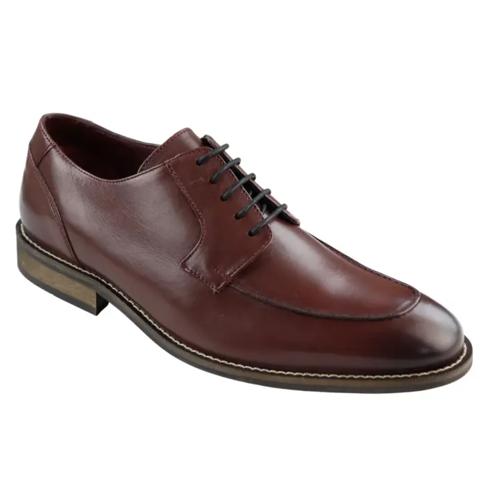 Mens Real Full Leather Welted Derby Shoes Smart Casual Black Wine Classic Vintage - Image 7