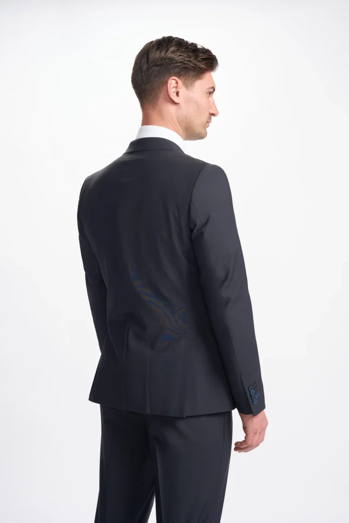 Men's Suit Dark Navy 2 Piece Double Breasted Tailored Fit Formal Wedding Dress - Image 5