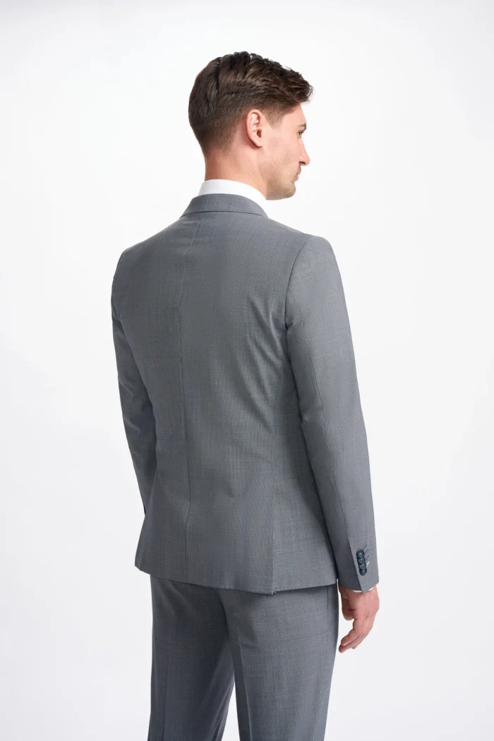 Men's Suit Grey 2 Piece Double Breasted Tailored Fit Formal Wedding Dress - Image 6