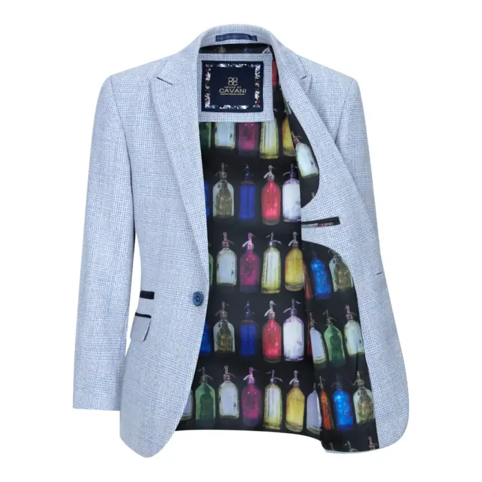 Boys 3 Piece Check Suit Tweed Light Blue Tailored Fit Wedding Peaky Classic - Image 8
