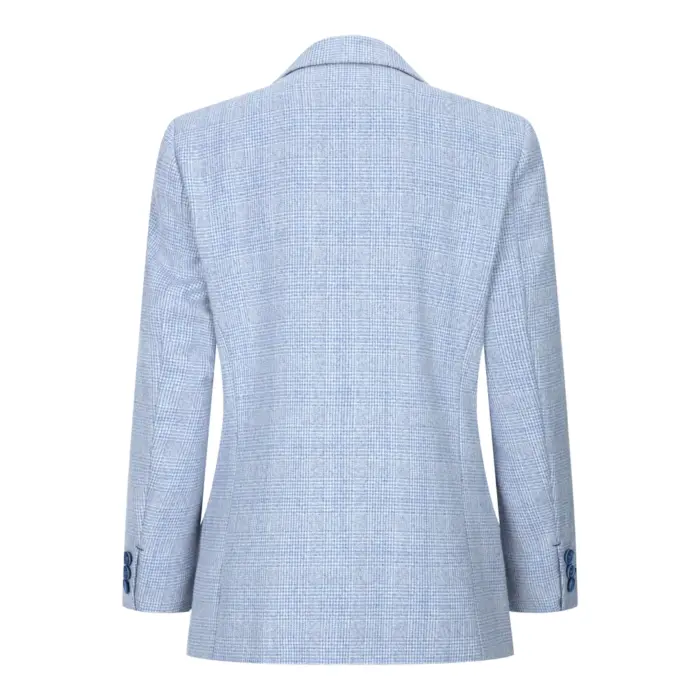 Boys 3 Piece Check Suit Tweed Light Blue Tailored Fit Wedding Peaky Classic - Image 5