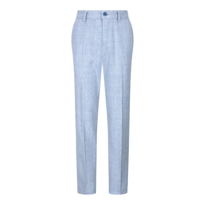 Boys 3 Piece Check Suit Tweed Light Blue Tailored Fit Wedding Peaky Classic - Image 4