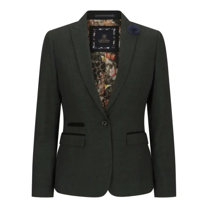 Ladies Tweed Green Check Blazer Wool Classic Hunting Jacket Vintage 1920s Retro - Image 1