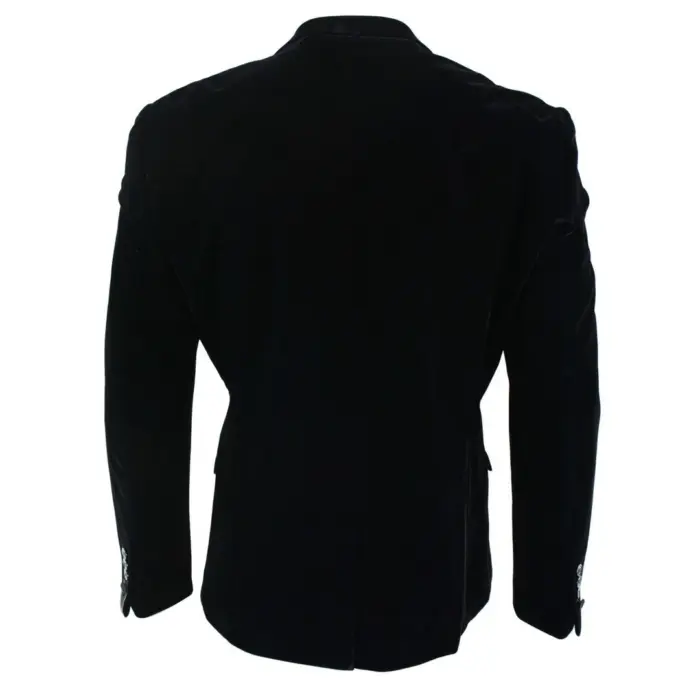 Mens Soft Velvet Black Navy 1 Button Dinner Jacket Tuxedo Blazer Smart Casual Fit - Image 3