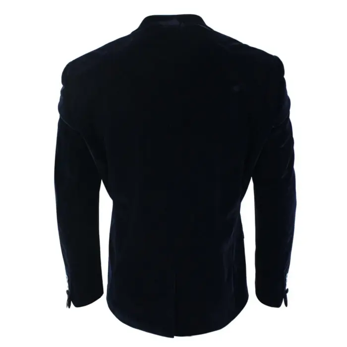 Mens Soft Velvet Black Navy 1 Button Dinner Jacket Tuxedo Blazer Smart Casual Fit - Image 6