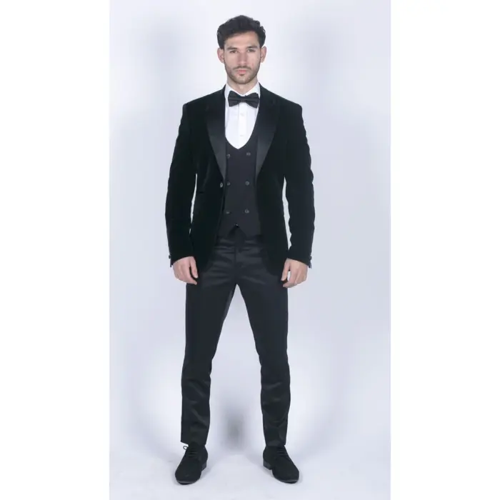 Mens Soft Velvet Olive Green 1 Button Dinner Jacket Tuxedo Blazer Smart Casual Fit - Image 2