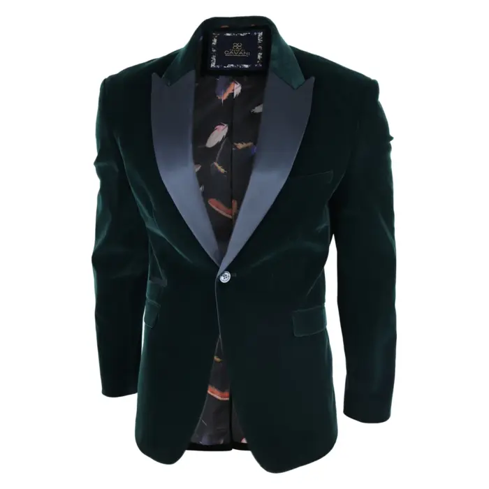 Mens Soft Velvet Olive Green 1 Button Dinner Jacket Tuxedo Blazer Smart Casual Fit - Image 5