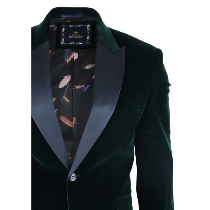 Mens Soft Velvet Olive Green 1 Button Dinner Jacket Tuxedo Blazer Smart Casual Fit - Image 4