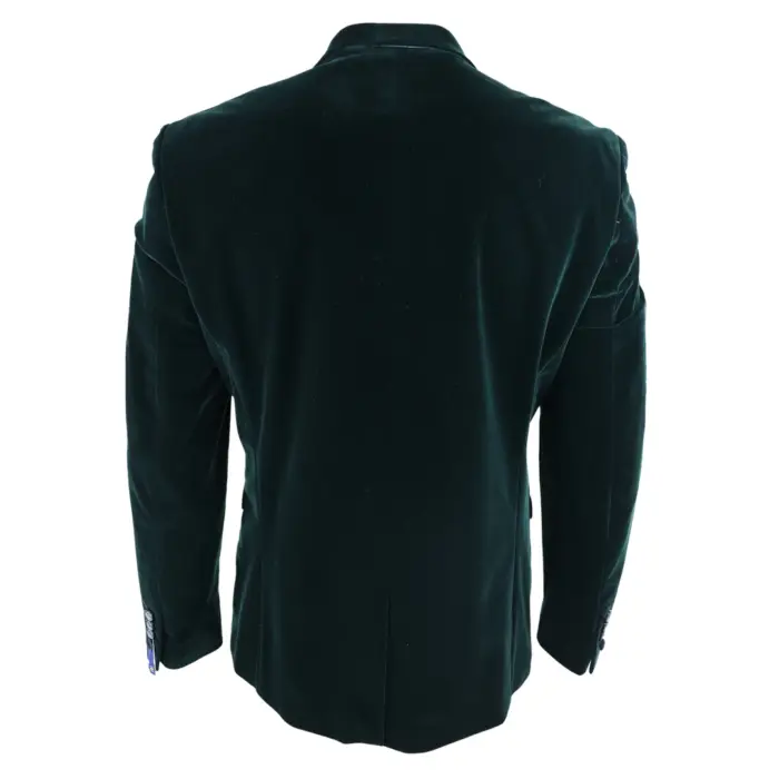 Mens Soft Velvet Olive Green 1 Button Dinner Jacket Tuxedo Blazer Smart Casual Fit - Image 3