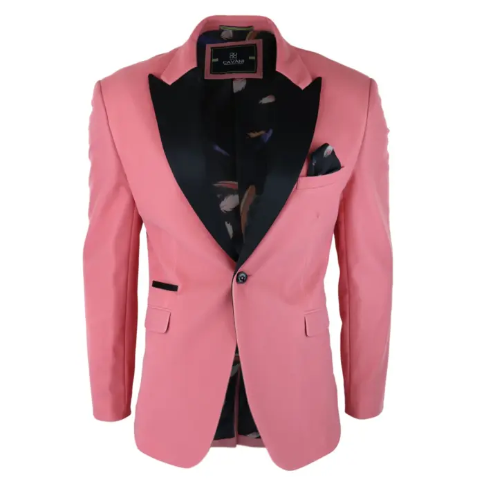 Mens Velvet Blazer Tuxedo Jacket Black Satin Lapel Pastel Blue Pink Green - Image 5