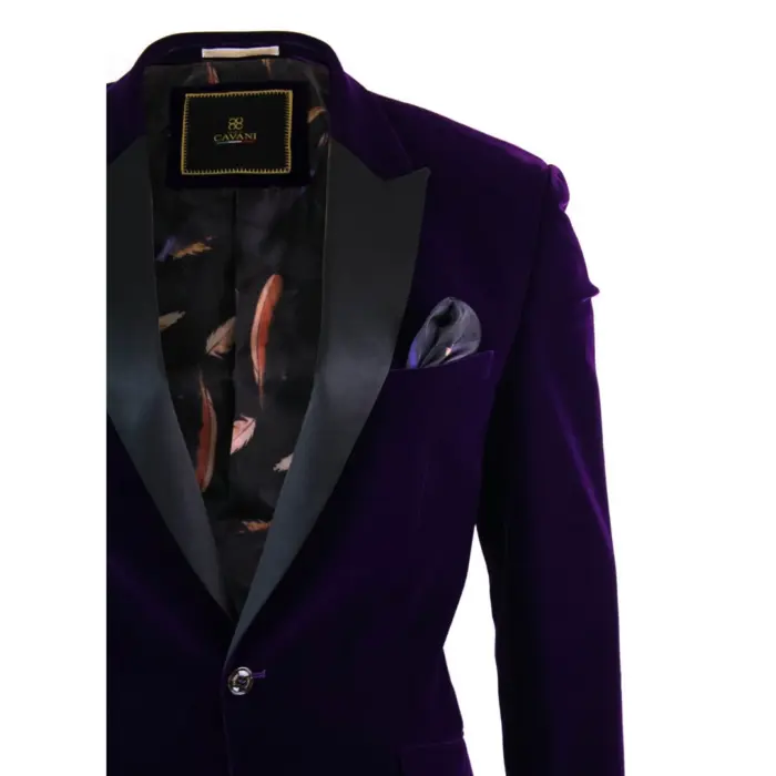 Mens Soft Velvet Black Navy 1 Button Dinner Jacket Tuxedo Blazer Smart Casual Fit - Image 12