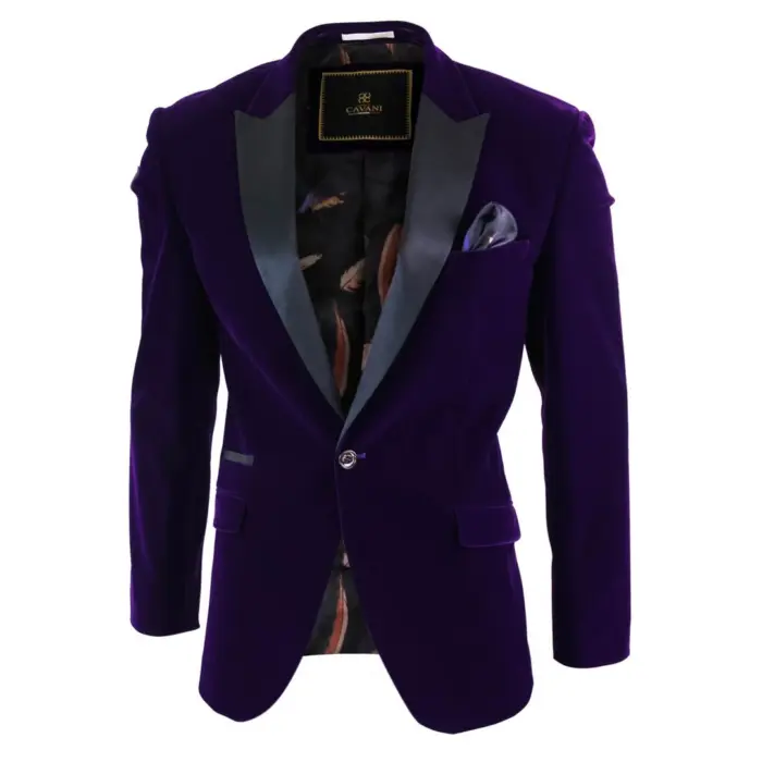 Mens Soft Velvet Black Navy 1 Button Dinner Jacket Tuxedo Blazer Smart Casual Fit - Image 11