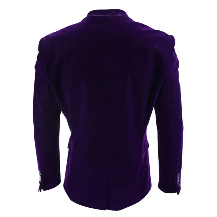 Mens Soft Velvet Black Navy 1 Button Dinner Jacket Tuxedo Blazer Smart Casual Fit - Image 10