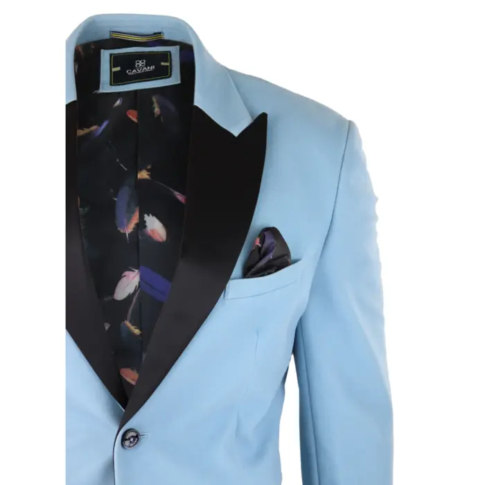 Mens Velvet Blazer Tuxedo Jacket Black Satin Lapel Pastel Blue Pink Green - Image 11