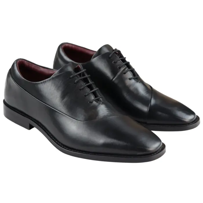 Mens Laced Real Leather Derby Shoes Smart Formal Classic Black Brown - Image 6