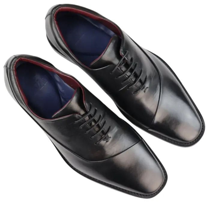 Mens Laced Real Leather Derby Shoes Smart Formal Classic Black Brown - Image 5