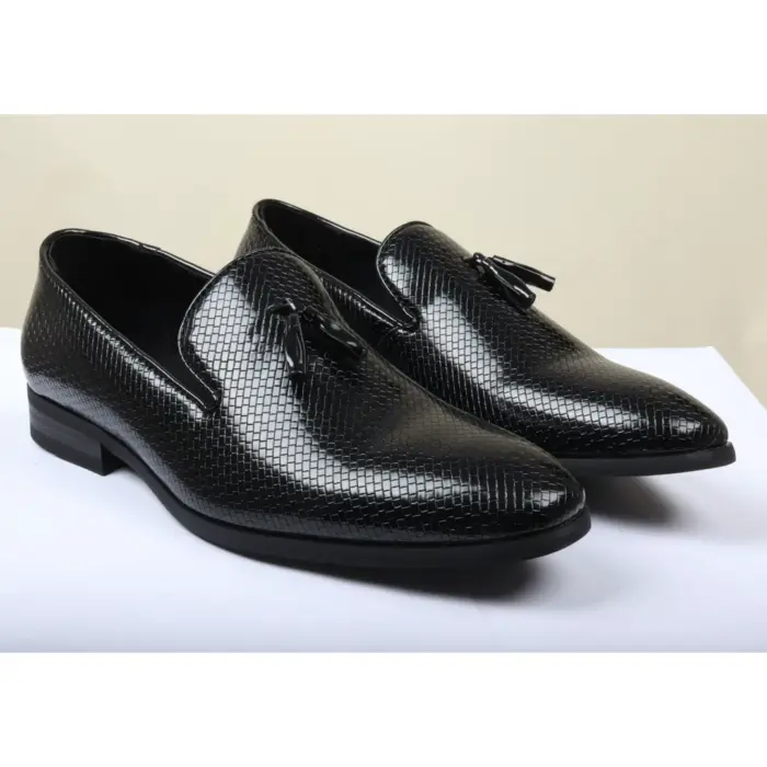 Men's Leather Lined Tassel Pattern Loafers - Image 2