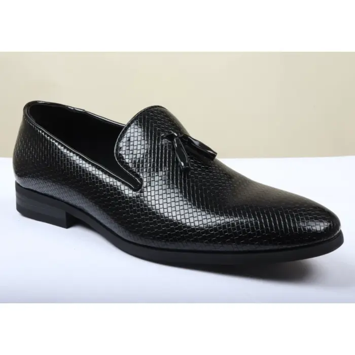 Men's Leather Lined Tassel Pattern Loafers - Image 7