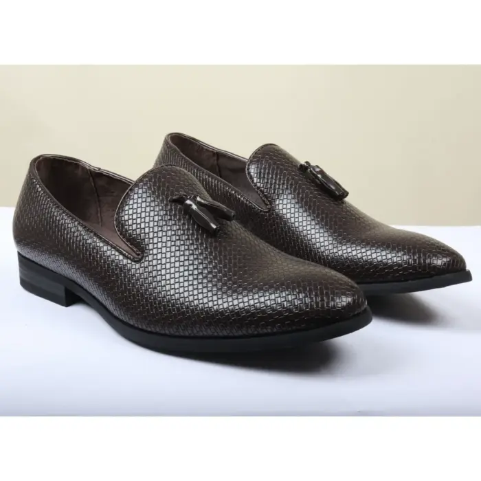 Men's Leather Lined Tassel Pattern Loafers - Image 14