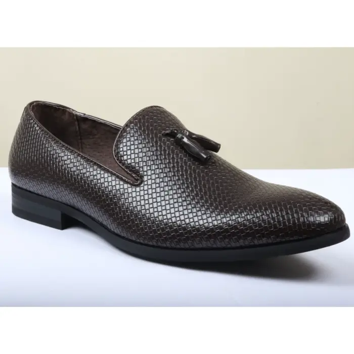 Men's Leather Lined Tassel Pattern Loafers - Image 10
