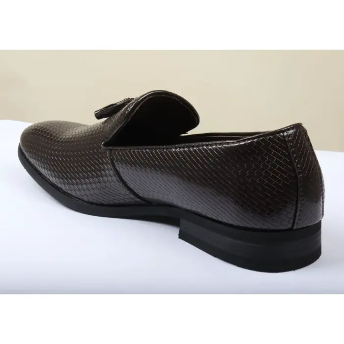 Men's Leather Lined Tassel Pattern Loafers - Image 12