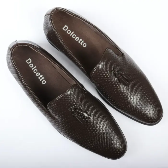 Men's Leather Lined Tassel Pattern Loafers - Image 9