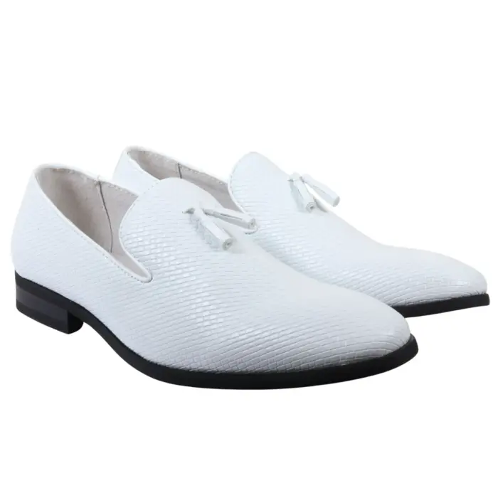 Men's Leather Lined Tassel Pattern Loafers - Image 18