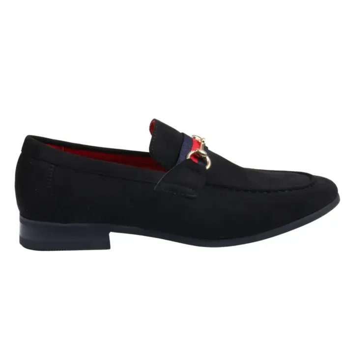 Men's Suede Leather Lined Gold Buckle Loafers - Image 1