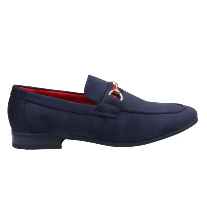 Men's Suede Leather Lined Gold Buckle Loafers - Image 14