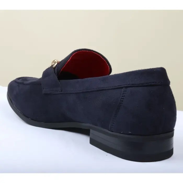 Men's Suede Leather Lined Gold Buckle Loafers - Image 16